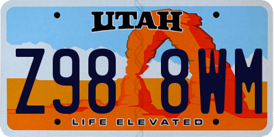 UT license plate Z988WM