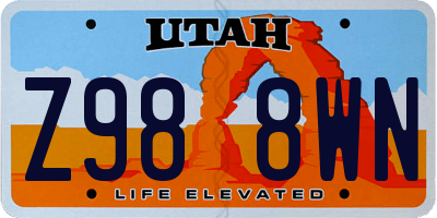 UT license plate Z988WN