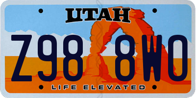 UT license plate Z988WO