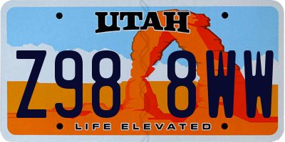 UT license plate Z988WW