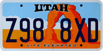 UT license plate Z988XD