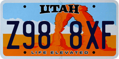 UT license plate Z988XF