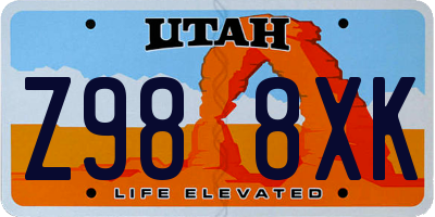 UT license plate Z988XK