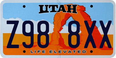 UT license plate Z988XX