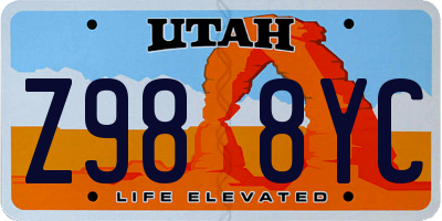 UT license plate Z988YC