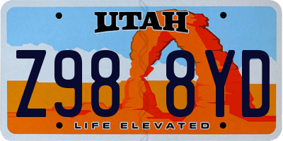 UT license plate Z988YD
