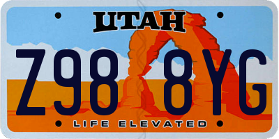 UT license plate Z988YG