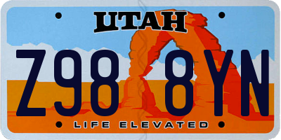 UT license plate Z988YN