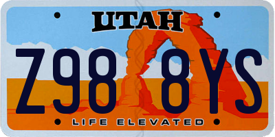 UT license plate Z988YS