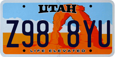 UT license plate Z988YU