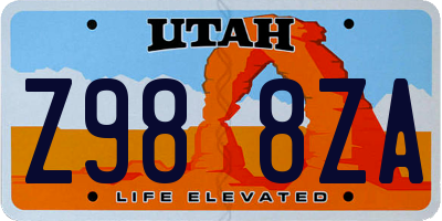 UT license plate Z988ZA