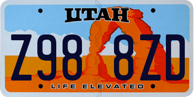 UT license plate Z988ZD