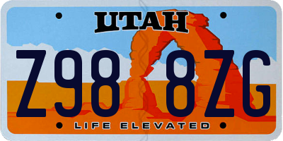 UT license plate Z988ZG