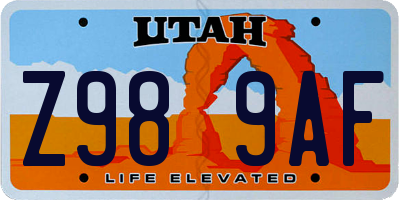 UT license plate Z989AF