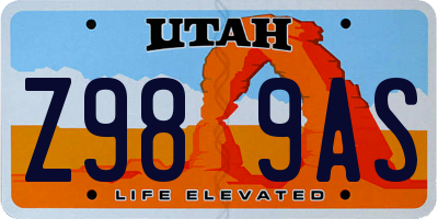 UT license plate Z989AS
