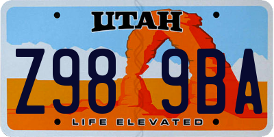 UT license plate Z989BA