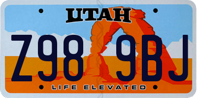 UT license plate Z989BJ