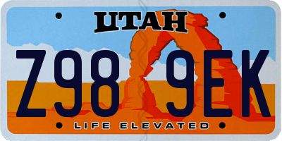 UT license plate Z989EK