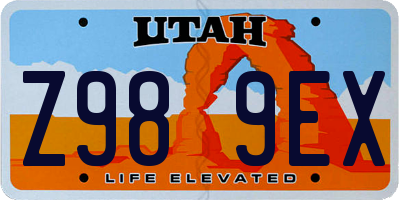 UT license plate Z989EX