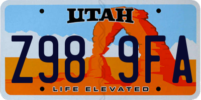 UT license plate Z989FA