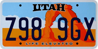 UT license plate Z989GX