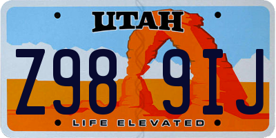 UT license plate Z989IJ