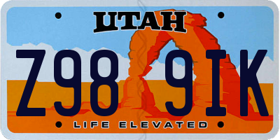 UT license plate Z989IK