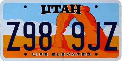 UT license plate Z989JZ