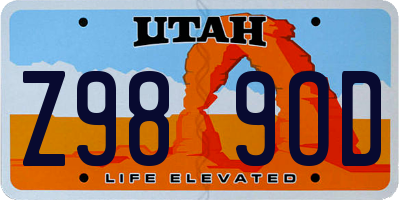 UT license plate Z989OD