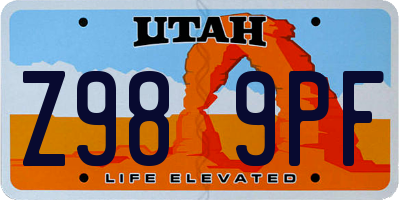UT license plate Z989PF