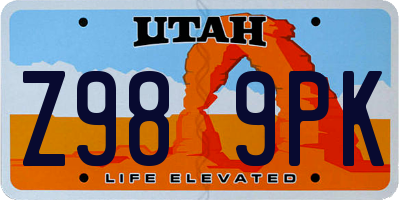 UT license plate Z989PK