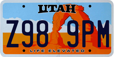 UT license plate Z989PM