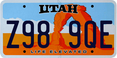 UT license plate Z989QE