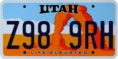 UT license plate Z989RH