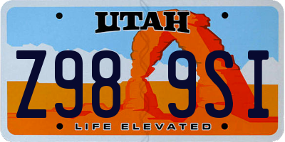 UT license plate Z989SI