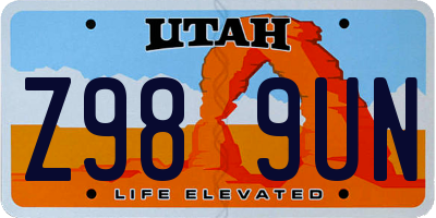 UT license plate Z989UN