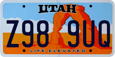 UT license plate Z989UQ