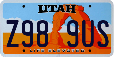 UT license plate Z989US