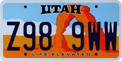 UT license plate Z989WW