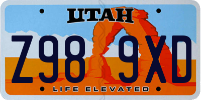 UT license plate Z989XD