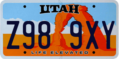 UT license plate Z989XY