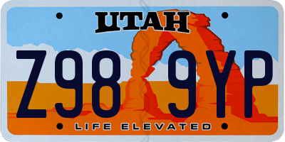 UT license plate Z989YP