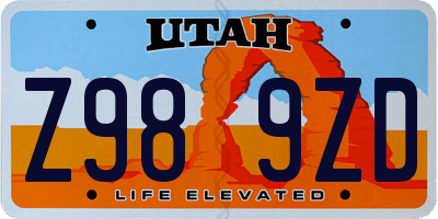 UT license plate Z989ZD