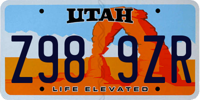 UT license plate Z989ZR
