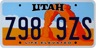 UT license plate Z989ZS