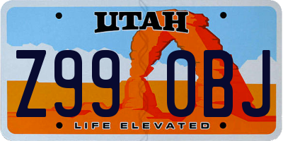 UT license plate Z990BJ