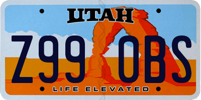 UT license plate Z990BS