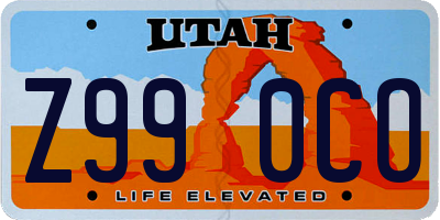 UT license plate Z990CO