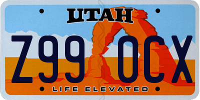 UT license plate Z990CX