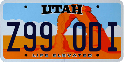 UT license plate Z990DI